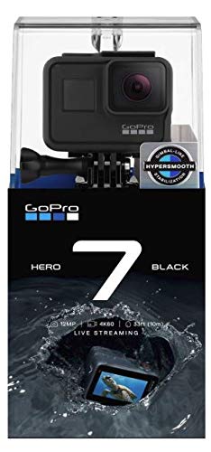 GoPro Hero 7 Black + SanDisk Extreme 32GB Micro SDHC, Essential Accessory Kit Bundle, Includes: Car Mount, Head Strap, Wrist Strap, Extendable Monopod, Carrying Case Large + More