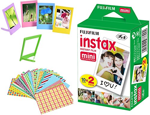 Fujifilm Instax Mini 9 Camera + Fuji INSTAX Instant Film (40 SHEETS) + 14 PC Instax Accessories kit Bundle, Includes; Instax Case + Album + Frames & Stickers + Lens Filters + MORE