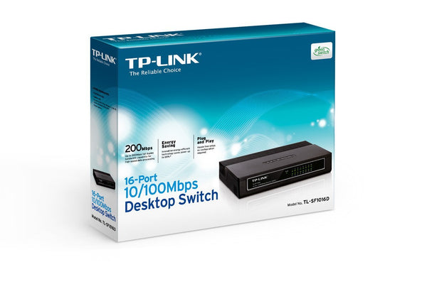 TP-Link TL-SF1016D 16-Port Unmanaged 10/100Mbps Desktop Switch (Certified Refurbished)