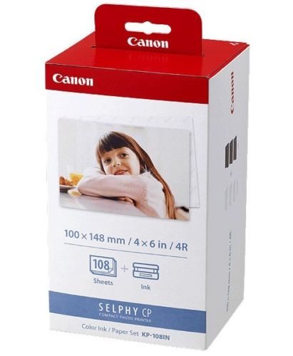 Canon SELPHY CP1300 Wireless Compact Photo Printer with AirPrint and Mopria Device Printing, Black, with Canon KP108 Paper and Black Hard case to fit All Together