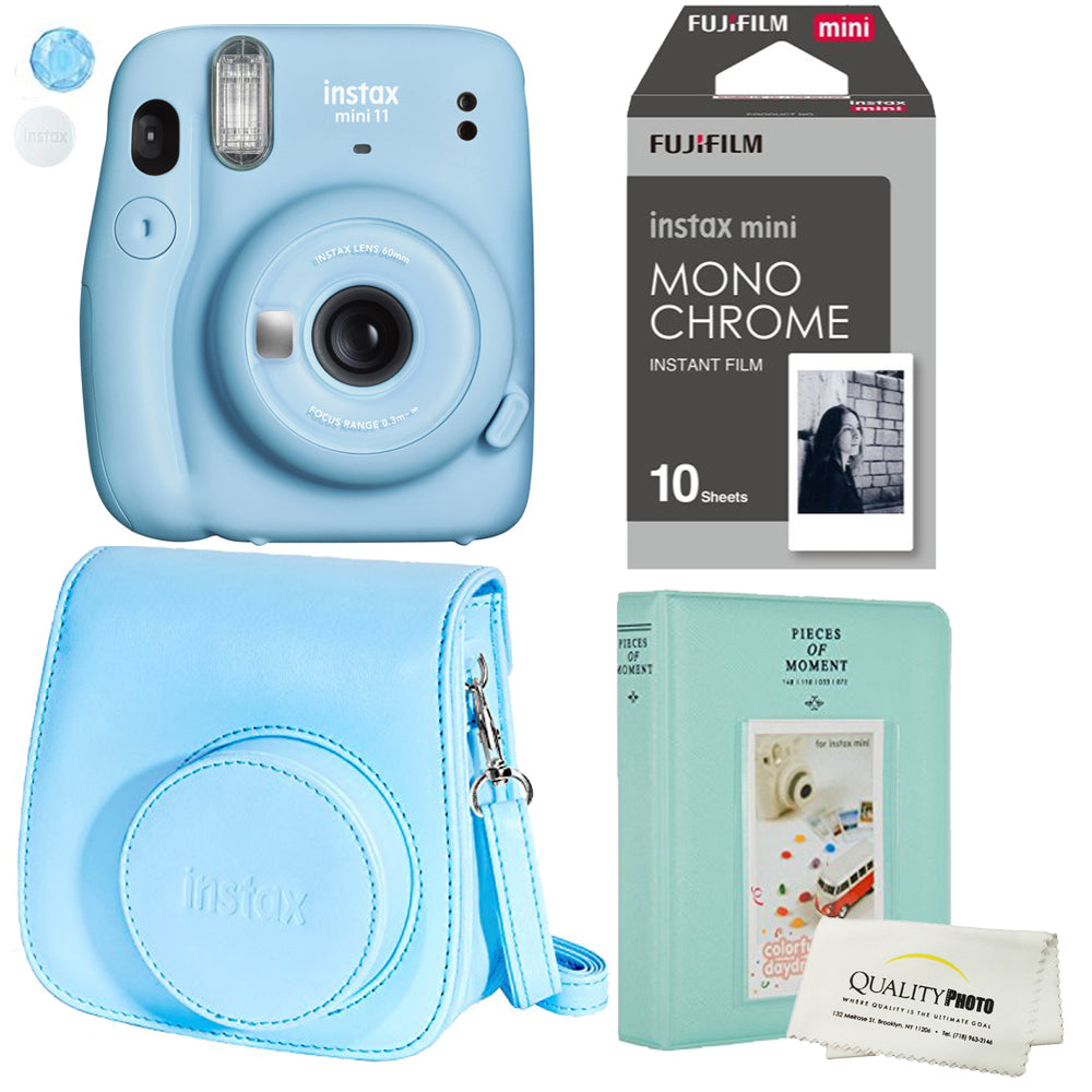 FUJIFILM INSTAX Mini 11 Instant Film Camera (Charcoal Gray) Plus Instax Film  and Accessories Stickers, Hanging frames and Microfiber Cloth 