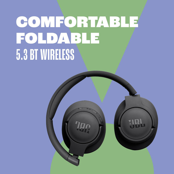 JBL Tune 720BT - Wireless Over-Ear Headphones with JBL Pure Bass Sound, Bluetooth 5.3, Up to 76H Battery Life and Speed Charge, Lightweight, Comfortable and Foldable Design (Black) (Refurbished)