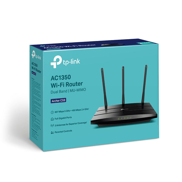 TP-Link AC1350 Gigabit WiFi Router (Archer C59) - Dual Band MU-MIMO Wireless Internet Router, Supports Guest WiFi and AP mode, Long Range Coverage