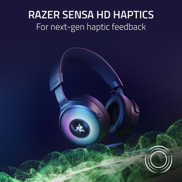 Razer Kraken V4 Pro Wireless Gaming Headset: OLED Control Hub - HD Haptics - 2.4GHz Wireless - Bluetooth - USB - 3.5 mm - Super Wideband Mic - For PC, Mac, PS5, Nintendo Switch, Steam Deck, Smartphone Refurbished