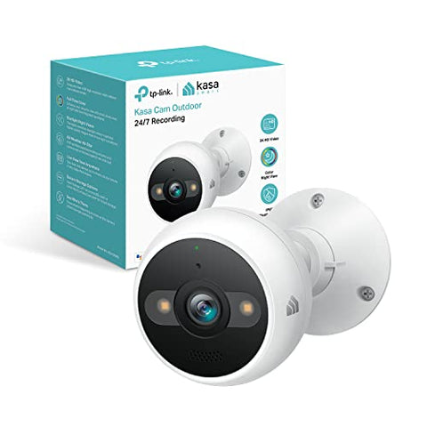 Kasa 4MP 2K Security Camera Outdoor Wired, IP65, Starlight Sensor & 98 Ft Night Vision, Motion/Person Detection, 2-Way Audio w/Siren, Cloud/SD Card Storage, Alexa &Google Assistant Compatible(KC420WS) (Refurbished)