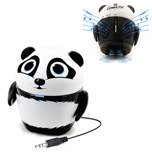 GOgroove Cute Animal Rechargeable Portable Speaker with Passive Subwoofer (Groove Pal Panda) Speaker for Kids Stereo Drivers, Retractable 3.5mm AUX Cable - Plug Into Tablets, Phones, More