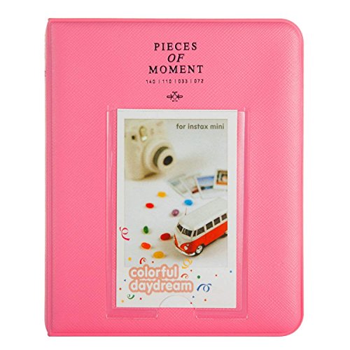 Quality Photo Instax Mini Photo Album. 64 Pocket Polaroid Mini Pocketsize Album. Compatible with Fuji Mini Instax Camera Films. (Pink)