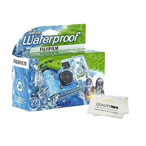 Fujifilm Quick Snap Waterproof 27 exposures 35mm Camera 800 Film, 1 Pack + Quality Photo Microfiber Cloth