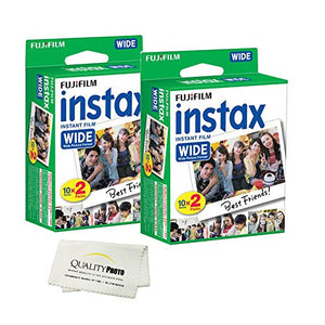 Fujifilm instax Wide Instant Film for Fujifilm instax Wide 300, 200, and 210 cameras w/ Microfiber Cloth by Quality Photo (40 Exposures)