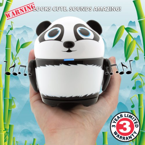 GOgroove Cute Animal Rechargeable Portable Speaker with Passive Subwoofer (Groove Pal Panda) Speaker for Kids Stereo Drivers, Retractable 3.5mm AUX Cable - Plug Into Tablets, Phones, More