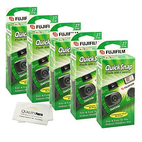 Fujifilm QuickSnap Flash 400 Disposable 35mm Camera + Quality Photo  Microfiber Cloth