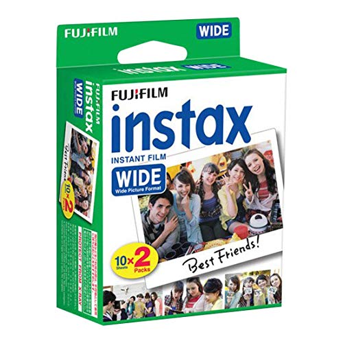 Fujifilm INSTAX Wide Instant Film 20 Pack - 20 Sheets - (White) for Fujifilm Instax Wide Cameras + Frame Stickers and Microfiber Cloth Accessories