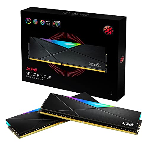 XPG DDR4 D55 RGB 32GB (2x16GB) 3200MHz PC4-25600 U-DIMM 288-Pins Desktop Memory CL16 kit Black (AX4U320016G16A-DB55)
