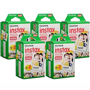 Fujifilm Instax Mini Instant Film, 5 Double packs of 20 sheets (100 Sheets) To use with all  Instant Mini Film Cameras