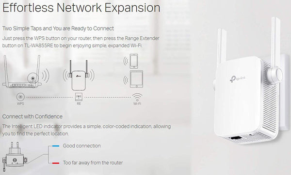 TP-Link N300 WiFi Range Extender with External Antennas and Compact Design (TL-WA855RE) (Refurbished)