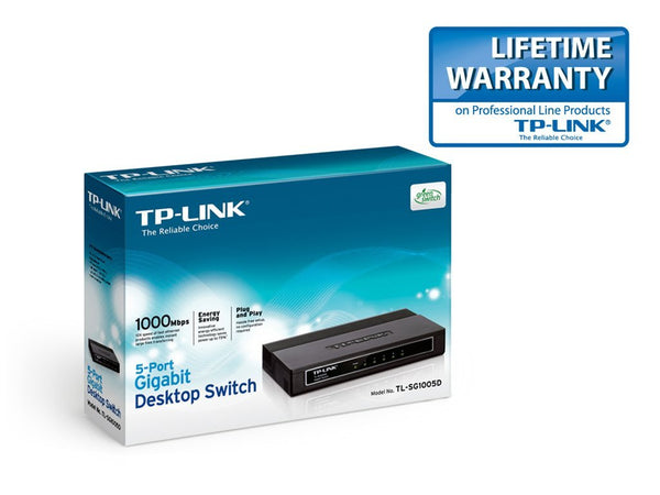 TP-LINK TL-SG1005D 10/100/1000Mbps 5-Port Gigabit Desktop Switch, 10Gbps Capacity(Certified Refurbished)
