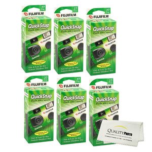 Fujifilm QuickSnap Flash 400 Disposable 35mm Camera (6 Pack)+ Quality Photo Microfiber Cloth