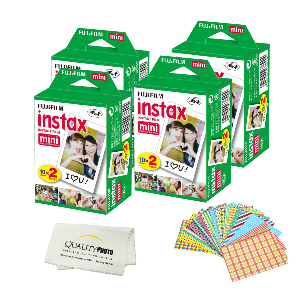 Fujifilm INSTAX Mini Instant Film (White) for Fujifilm Mini 8 & Mini 9  Cameras w/Microfiber Cloth by Quality Photo (20 Film Sheets)