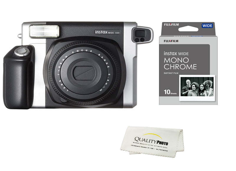 Fujifilm Instax Wide 300 Instant Film Camera Black with Fujifilm Instax Wide Monochrome Film 10 Exposures 1 Pack