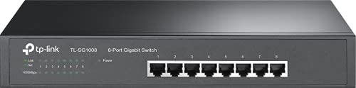 TP-Link 8-Port Gigabit Ethernet Unmanaged Switch | Plug and Play | Metal | Desktop/Rackmount | Limited Lifetime (TL-SG1008),Black