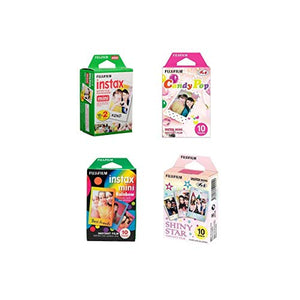 Fujifilm instax Mini Film Bundle D Consists of Daylight Film 20 Pack, Rainbow 10 Pack, Shiny Star 10 Pack, Candy Pop 10 Pack