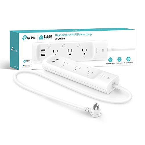 Kasa Smart Plug Power Strip KP303, Surge Protector with 3 Individually Controlled Smart Outlets and 2 USB Ports, Works with Alexa & Google Home, No Hub Required , White (Refurbished)