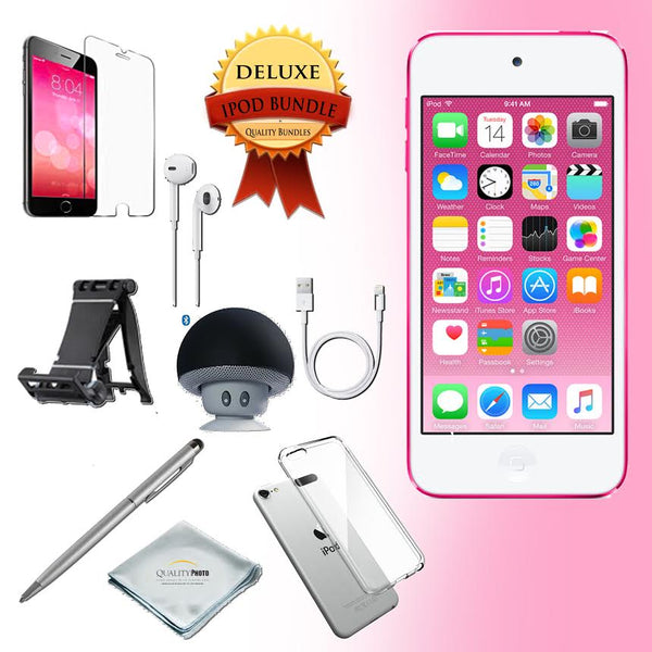 Apple iPod Touch 6th Generation Music Player, 128GB - w/iTouch Accessory Kit Includes; Bluetooth Speaker w Clear Case & Screen Protector w iPod 5-Angle Adjustable Stand w iPod Stylus Pen w Cloth