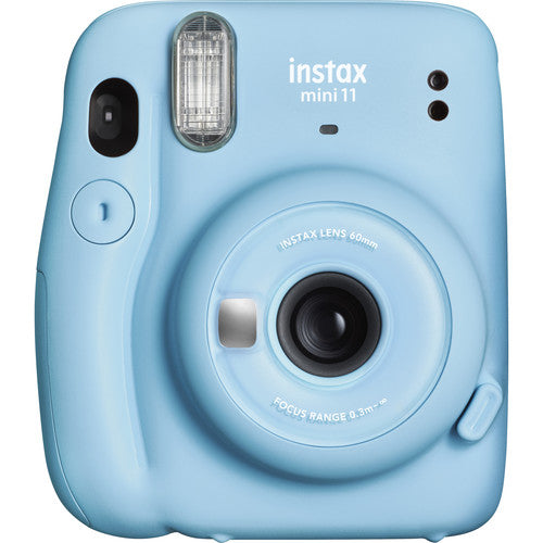 Fujifilm Instax Mini 11 Polaroid Sky Blue Instant Camera Plus Original Fuji Case, Photo Album and Fujifilm Monochrome 10 Films