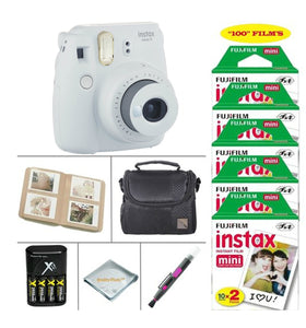 Fujifilm Mini 9 Instant Film Camera - Fujifilm Instax Film 100 PCS - Battery & Charger - Photo Album - Case